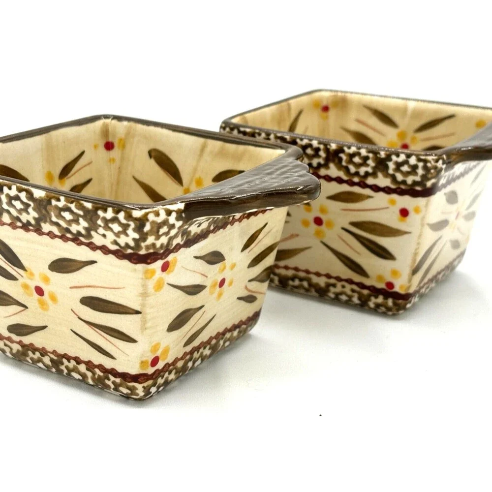 Temp-Tations by Tara Ramekins Square Serving Bowls‎ 10oz w/Lids & Metal Carrier